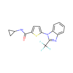 O=C(NC1CC1)c1ccc(-n2c(C(F)(F)F)nc3ccccc32)s1 ZINC000084602804