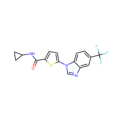 O=C(NC1CC1)c1ccc(-n2cnc3cc(C(F)(F)F)ccc32)s1 ZINC000084597090