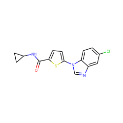 O=C(NC1CC1)c1ccc(-n2cnc3cc(Cl)ccc32)s1 ZINC000169701600