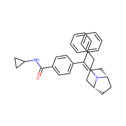 O=C(NC1CC1)c1ccc(C(=C2C[C@@H]3CC[C@H](C2)N3CCc2ccccc2)c2ccccc2)cc1 ZINC000026189199