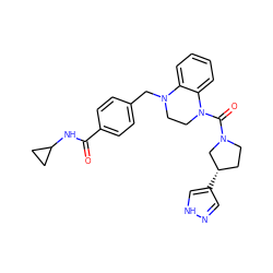 O=C(NC1CC1)c1ccc(CN2CCN(C(=O)N3CC[C@H](c4cn[nH]c4)C3)c3ccccc32)cc1 ZINC000071296935