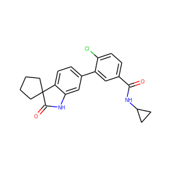 O=C(NC1CC1)c1ccc(Cl)c(-c2ccc3c(c2)NC(=O)C32CCCC2)c1 ZINC000072111262