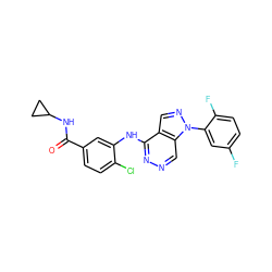 O=C(NC1CC1)c1ccc(Cl)c(Nc2nncc3c2cnn3-c2cc(F)ccc2F)c1 ZINC000049046447