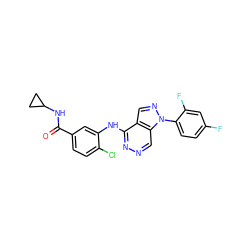 O=C(NC1CC1)c1ccc(Cl)c(Nc2nncc3c2cnn3-c2ccc(F)cc2F)c1 ZINC000049051591