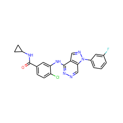 O=C(NC1CC1)c1ccc(Cl)c(Nc2nncc3c2cnn3-c2cccc(F)c2)c1 ZINC000049068462