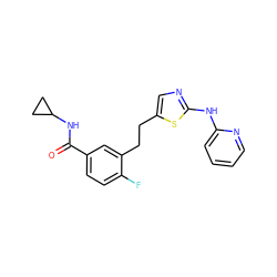 O=C(NC1CC1)c1ccc(F)c(CCc2cnc(Nc3ccccn3)s2)c1 ZINC000036338812