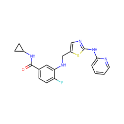 O=C(NC1CC1)c1ccc(F)c(NCc2cnc(Nc3ccccn3)s2)c1 ZINC000035983281