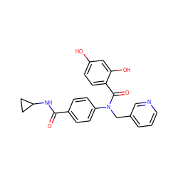 O=C(NC1CC1)c1ccc(N(Cc2cccnc2)C(=O)c2ccc(O)cc2O)cc1 ZINC000653665395