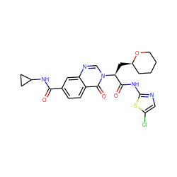 O=C(NC1CC1)c1ccc2c(=O)n([C@@H](C[C@@H]3CCCCO3)C(=O)Nc3ncc(Cl)s3)cnc2c1 ZINC000095601181