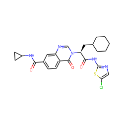 O=C(NC1CC1)c1ccc2c(=O)n([C@@H](CC3CCCCC3)C(=O)Nc3ncc(Cl)s3)cnc2c1 ZINC000043171317