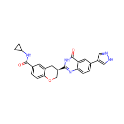 O=C(NC1CC1)c1ccc2c(c1)C[C@@H](c1nc3ccc(-c4cn[nH]c4)cc3c(=O)[nH]1)CO2 ZINC000066077241