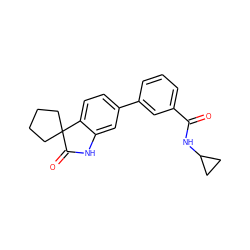 O=C(NC1CC1)c1cccc(-c2ccc3c(c2)NC(=O)C32CCCC2)c1 ZINC000072108925