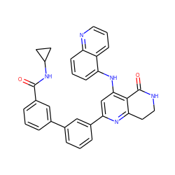 O=C(NC1CC1)c1cccc(-c2cccc(-c3cc(Nc4cccc5ncccc45)c4c(n3)CCNC4=O)c2)c1 ZINC000116991602