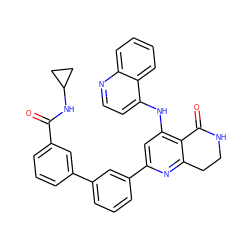 O=C(NC1CC1)c1cccc(-c2cccc(-c3cc(Nc4ccnc5ccccc45)c4c(n3)CCNC4=O)c2)c1 ZINC000116991282