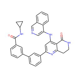 O=C(NC1CC1)c1cccc(-c2cccc(-c3cc(Nc4cncc5ccccc45)c4c(n3)CCNC4=O)c2)c1 ZINC000116989605