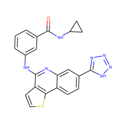 O=C(NC1CC1)c1cccc(Nc2nc3cc(-c4nnn[nH]4)ccc3c3sccc23)c1 ZINC000167786401