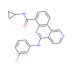 O=C(NC1CC1)c1cccc2c1nc(Nc1cccc(Cl)c1)c1ccncc12 ZINC000073196006