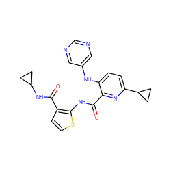 O=C(NC1CC1)c1ccsc1NC(=O)c1nc(C2CC2)ccc1Nc1cncnc1 ZINC000169701723