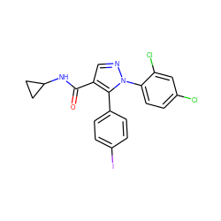 O=C(NC1CC1)c1cnn(-c2ccc(Cl)cc2Cl)c1-c1ccc(I)cc1 ZINC000040913571