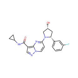 O=C(NC1CC1)c1cnn2ccc(N3C[C@H](O)C[C@@H]3c3cccc(F)c3)nc12 ZINC000169704148