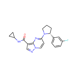 O=C(NC1CC1)c1cnn2ccc(N3CCC[C@@H]3c3cccc(F)c3)nc12 ZINC000169704145