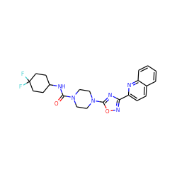 O=C(NC1CCC(F)(F)CC1)N1CCN(c2nc(-c3ccc4ccccc4n3)no2)CC1 ZINC000072180855