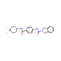 O=C(NC1CCC(F)(F)CC1)c1ccc(NC(=O)N2Cc3ccccc3C2)cc1 ZINC000166895867