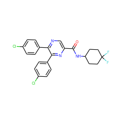 O=C(NC1CCC(F)(F)CC1)c1cnc(-c2ccc(Cl)cc2)c(-c2ccc(Cl)cc2)n1 ZINC000006718211