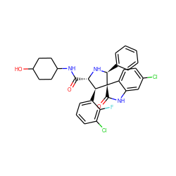 O=C(NC1CCC(O)CC1)[C@@H]1N[C@@H](c2ccccc2)[C@@]2(C(=O)Nc3cc(Cl)ccc32)[C@H]1c1cccc(Cl)c1F ZINC000167778418