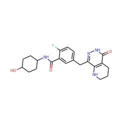 O=C(NC1CCC(O)CC1)c1cc(Cc2n[nH]c(=O)c3c2NCCC3)ccc1F ZINC000140355194