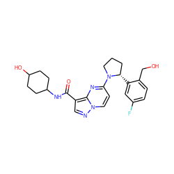 O=C(NC1CCC(O)CC1)c1cnn2ccc(N3CCC[C@@H]3c3cc(F)ccc3CO)nc12 ZINC000169704141