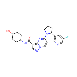 O=C(NC1CCC(O)CC1)c1cnn2ccc(N3CCC[C@@H]3c3cncc(F)c3)nc12 ZINC000147985608