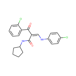 O=C(NC1CCCC1)/C(=C\Nc1ccc(Cl)cc1)C(=O)c1ccccc1Cl ZINC000028701970