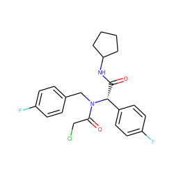 O=C(NC1CCCC1)[C@H](c1ccc(F)cc1)N(Cc1ccc(F)cc1)C(=O)CCl ZINC000003039521