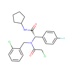 O=C(NC1CCCC1)[C@H](c1ccc(F)cc1)N(Cc1ccccc1Cl)C(=O)CCl ZINC000003039513