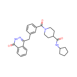 O=C(NC1CCCC1)C1CCN(C(=O)c2cccc(Cc3n[nH]c(=O)c4ccccc34)c2)CC1 ZINC000028570778