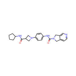 O=C(NC1CCCC1)C1CN(c2ccc(NC(=O)N3Cc4ccncc4C3)cc2)C1 ZINC000166023385