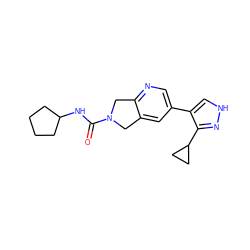 O=C(NC1CCCC1)N1Cc2cc(-c3c[nH]nc3C3CC3)cnc2C1 ZINC000103300103