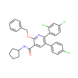 O=C(NC1CCCC1)c1cc(-c2ccc(Cl)cc2)c(-c2ccc(Cl)cc2Cl)nc1OCc1ccccc1 ZINC000028129487