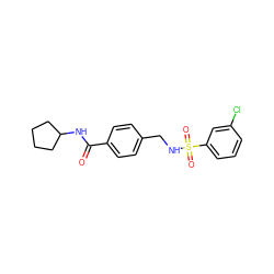 O=C(NC1CCCC1)c1ccc(CNS(=O)(=O)c2cccc(Cl)c2)cc1 ZINC000043065862