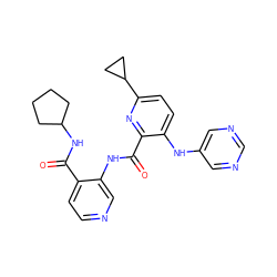 O=C(NC1CCCC1)c1ccncc1NC(=O)c1nc(C2CC2)ccc1Nc1cncnc1 ZINC000169701702