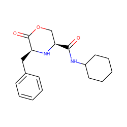 O=C(NC1CCCCC1)[C@@H]1COC(=O)[C@H](Cc2ccccc2)N1 ZINC000038147796