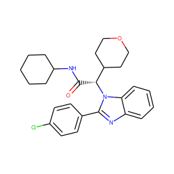 O=C(NC1CCCCC1)[C@H](C1CCOCC1)n1c(-c2ccc(Cl)cc2)nc2ccccc21 ZINC000066252588