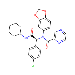 O=C(NC1CCCCC1)[C@H](c1ccc(Cl)cc1)N(C(=O)c1cnccn1)c1ccc2c(c1)OCO2 ZINC000000921746