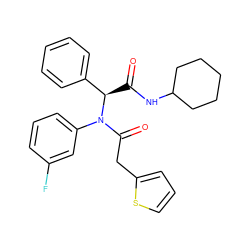 O=C(NC1CCCCC1)[C@H](c1ccccc1)N(C(=O)Cc1cccs1)c1cccc(F)c1 ZINC000095575734