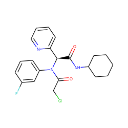 O=C(NC1CCCCC1)[C@H](c1ccccn1)N(C(=O)CCl)c1cccc(F)c1 ZINC000198959650