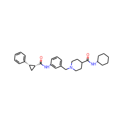 O=C(NC1CCCCC1)C1CCN(Cc2cccc(NC(=O)[C@@H]3C[C@@H]3c3ccccc3)c2)CC1 ZINC001772640335