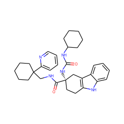 O=C(NC1CCCCC1)N[C@@]1(C(=O)NCC2(c3ccccn3)CCCCC2)CCc2[nH]c3ccccc3c2C1 ZINC000026830106