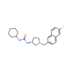 O=C(NC1CCCCC1)N[C@@H]1CCN(Cc2ccc3cc(F)ccc3c2)C1 ZINC000095574271