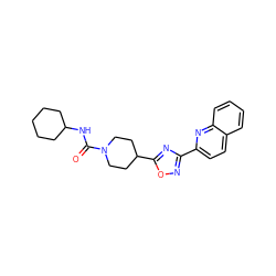 O=C(NC1CCCCC1)N1CCC(c2nc(-c3ccc4ccccc4n3)no2)CC1 ZINC000072142849